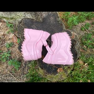 DEMONIA wave baby pink hologram platforms